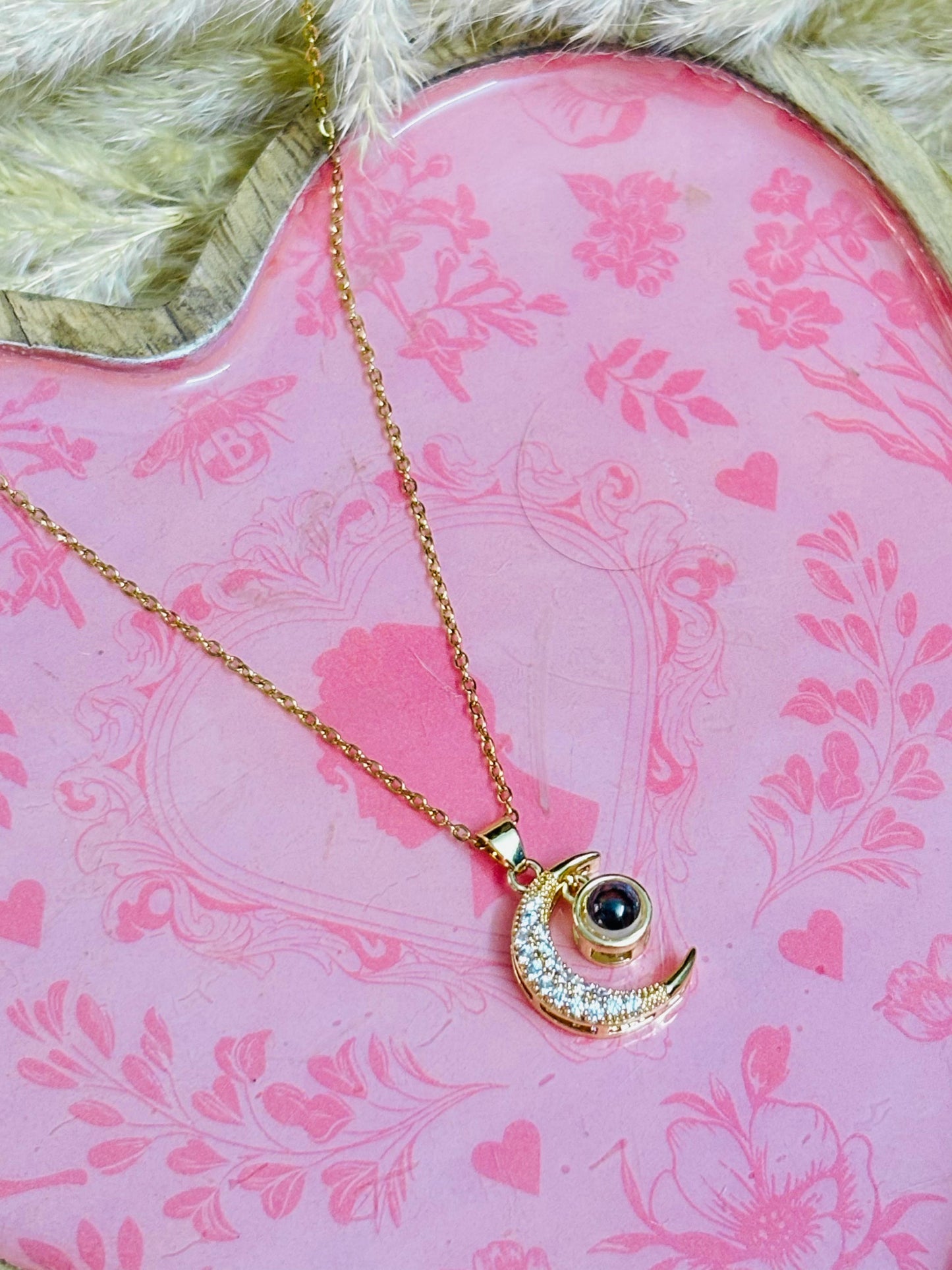 Lunar Elegance Stone Pendant Chain