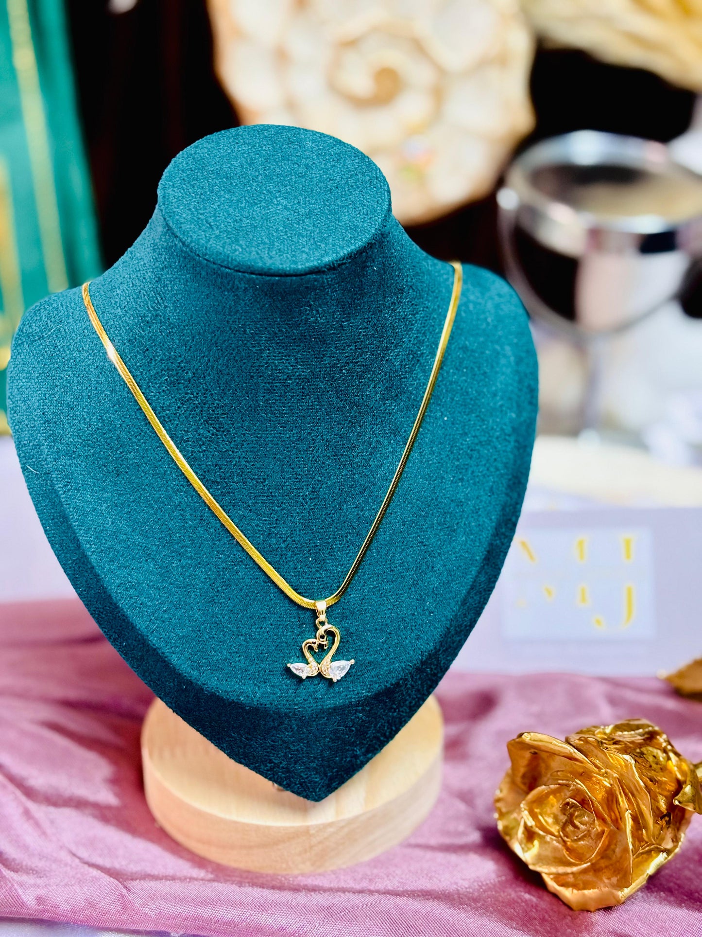 Swan Serenity Snake Chain Pendant