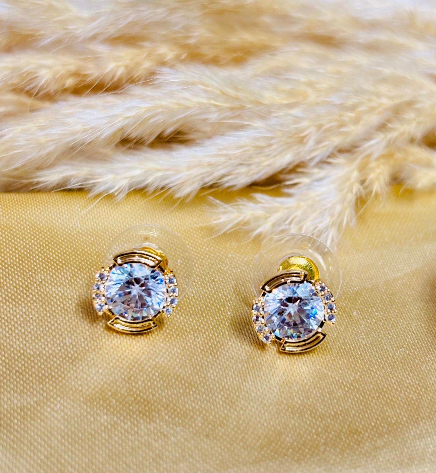 Radiant Petite 18K Gold-Plated Diamond Studs