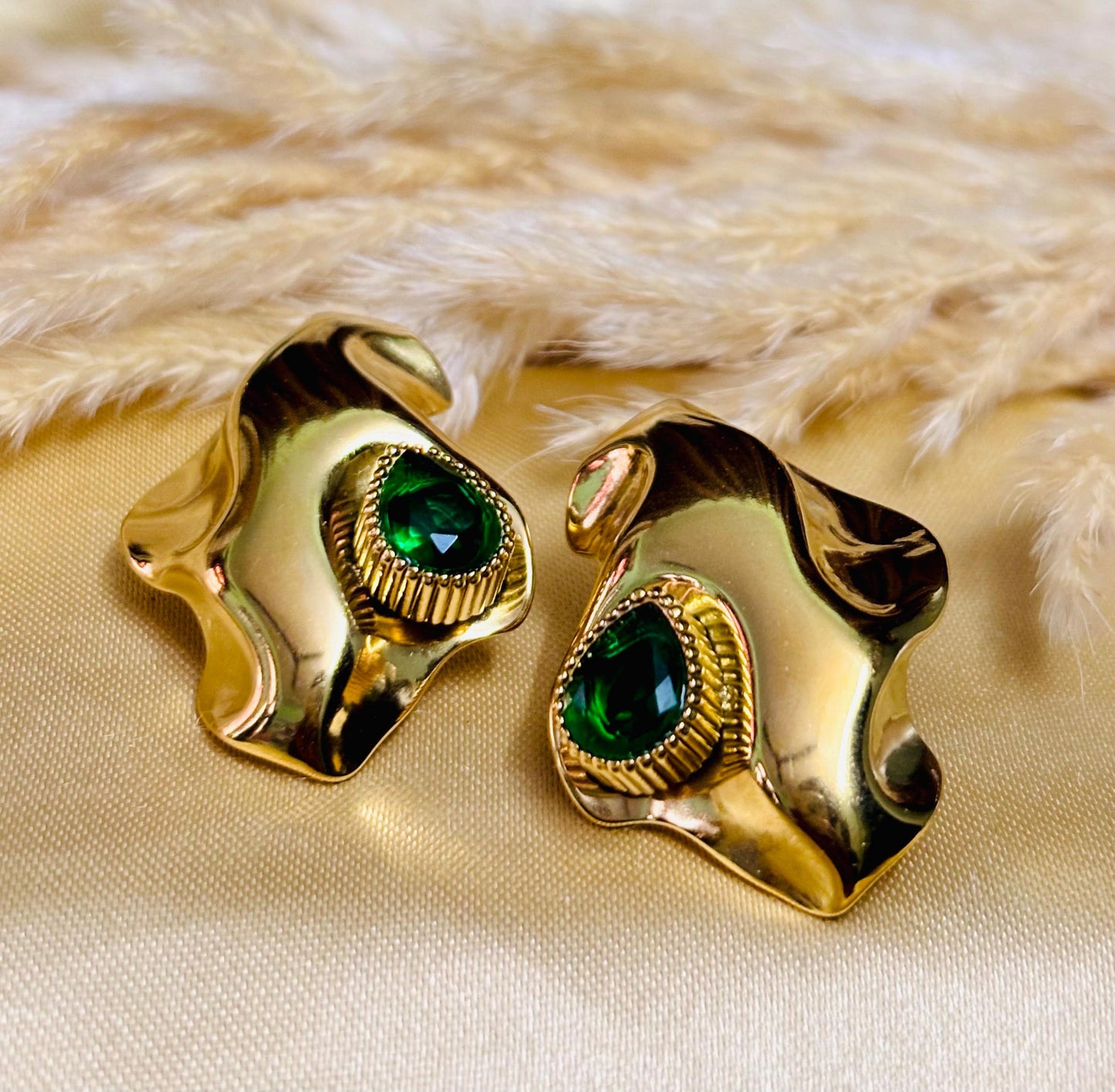 Emerald Leaf Elegance Studs