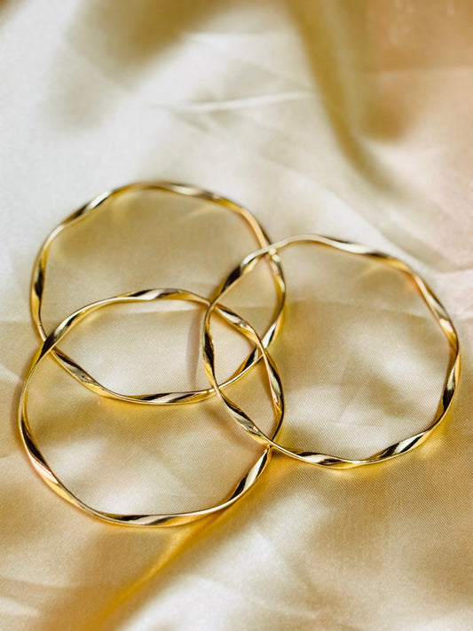 Adjustable Oceanic Waves Tri-Bangle Collection | Set of Two
