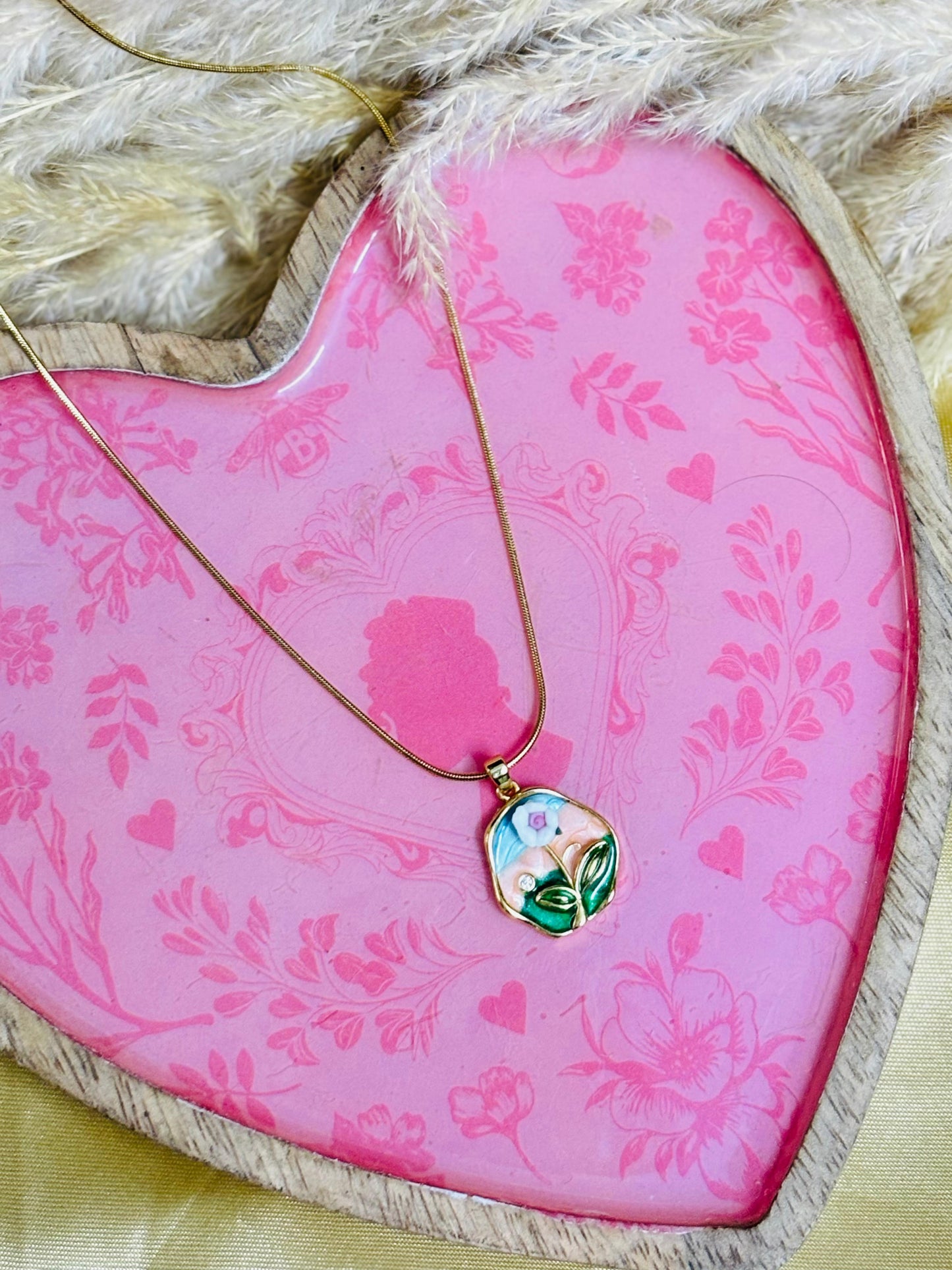 Golden Blossom Raisin Rose Pendant Chain