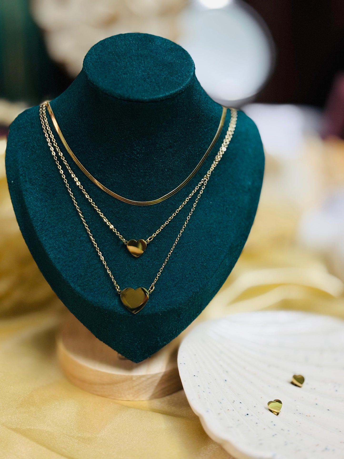 Trinity Heart Elegance Set Of Pendant Chain and Heart Earrings