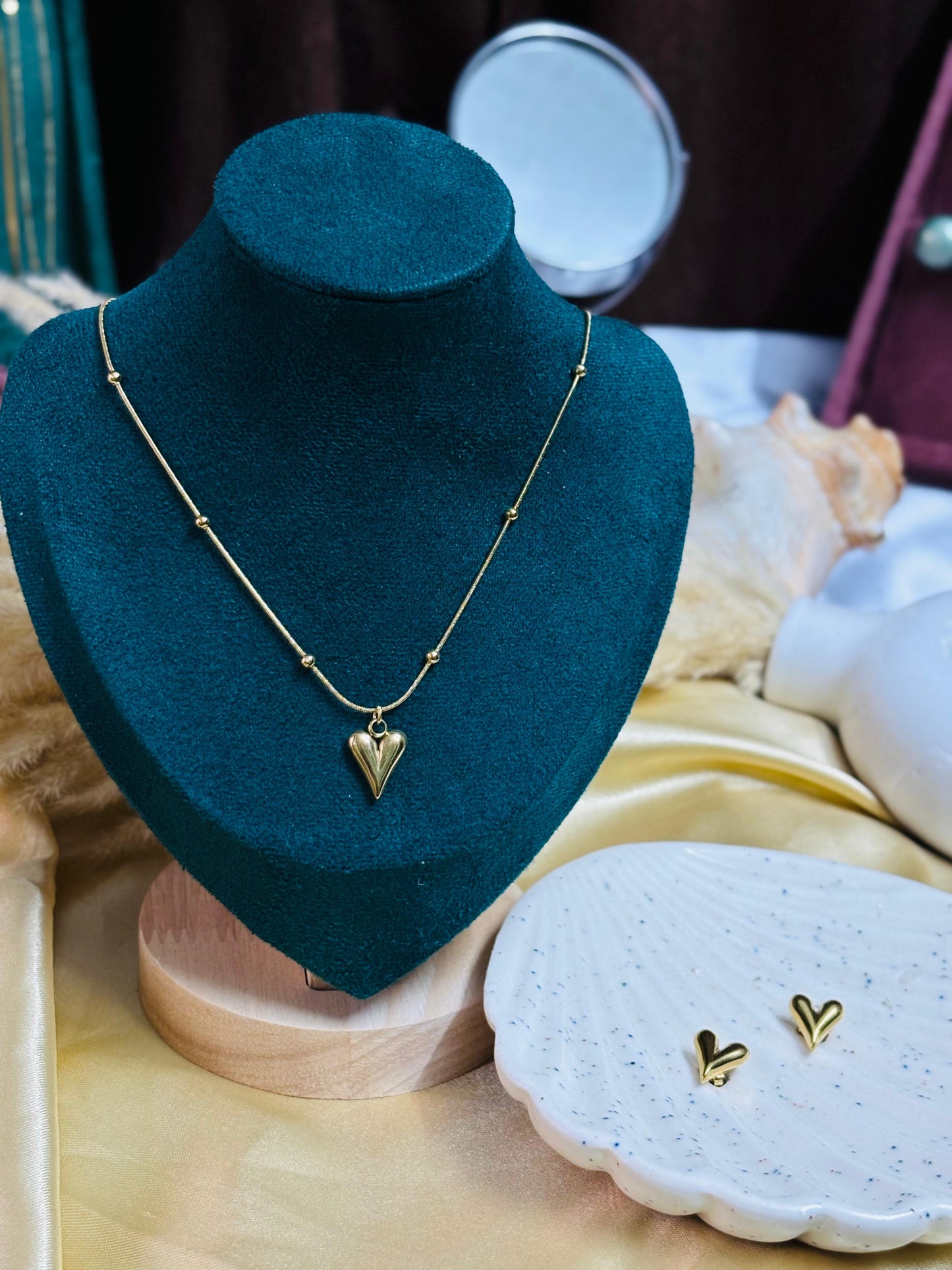 Heartfelt Elegance Pendant Chain and Earrings Set