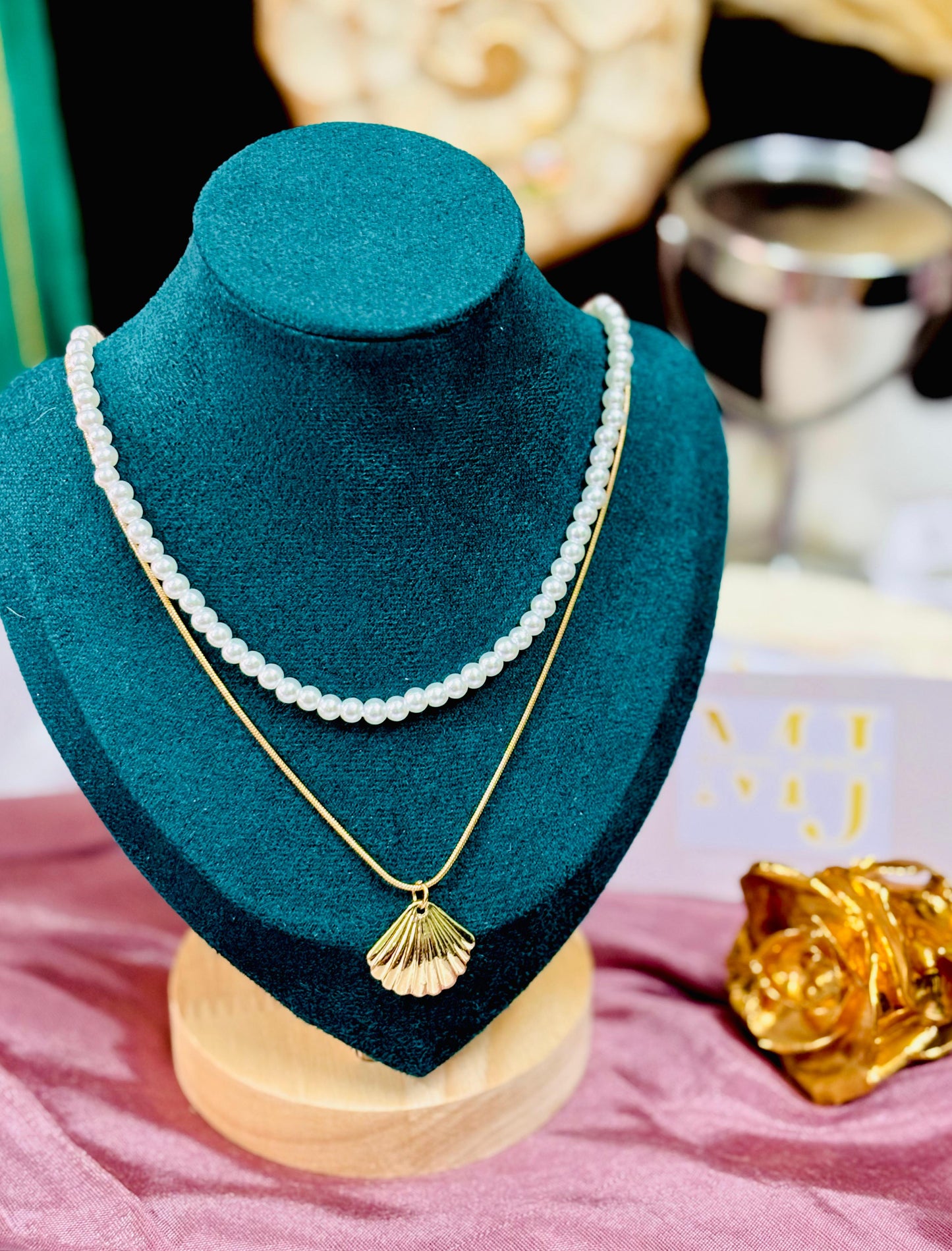 Coastal Shell Charm Chain Pendant