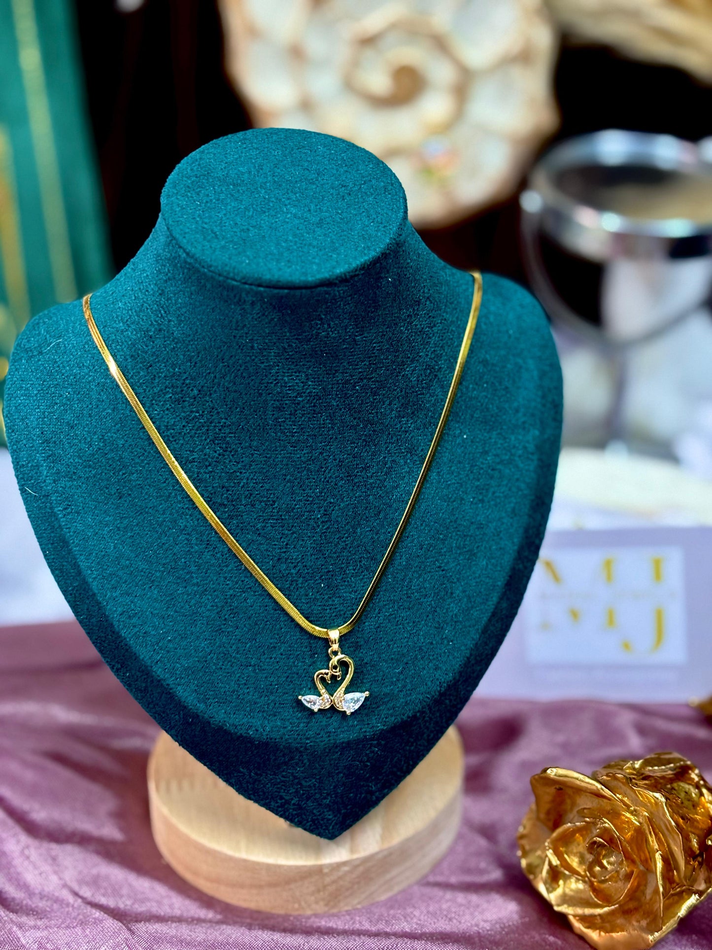 Swan Serenity Snake Chain Pendant