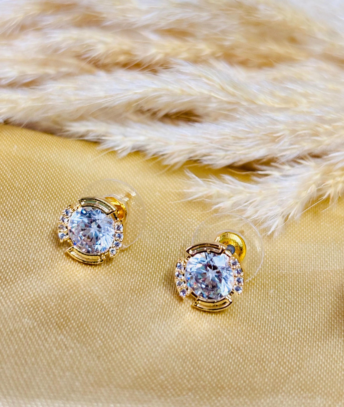 Radiant Petite 18K Gold-Plated Diamond Studs