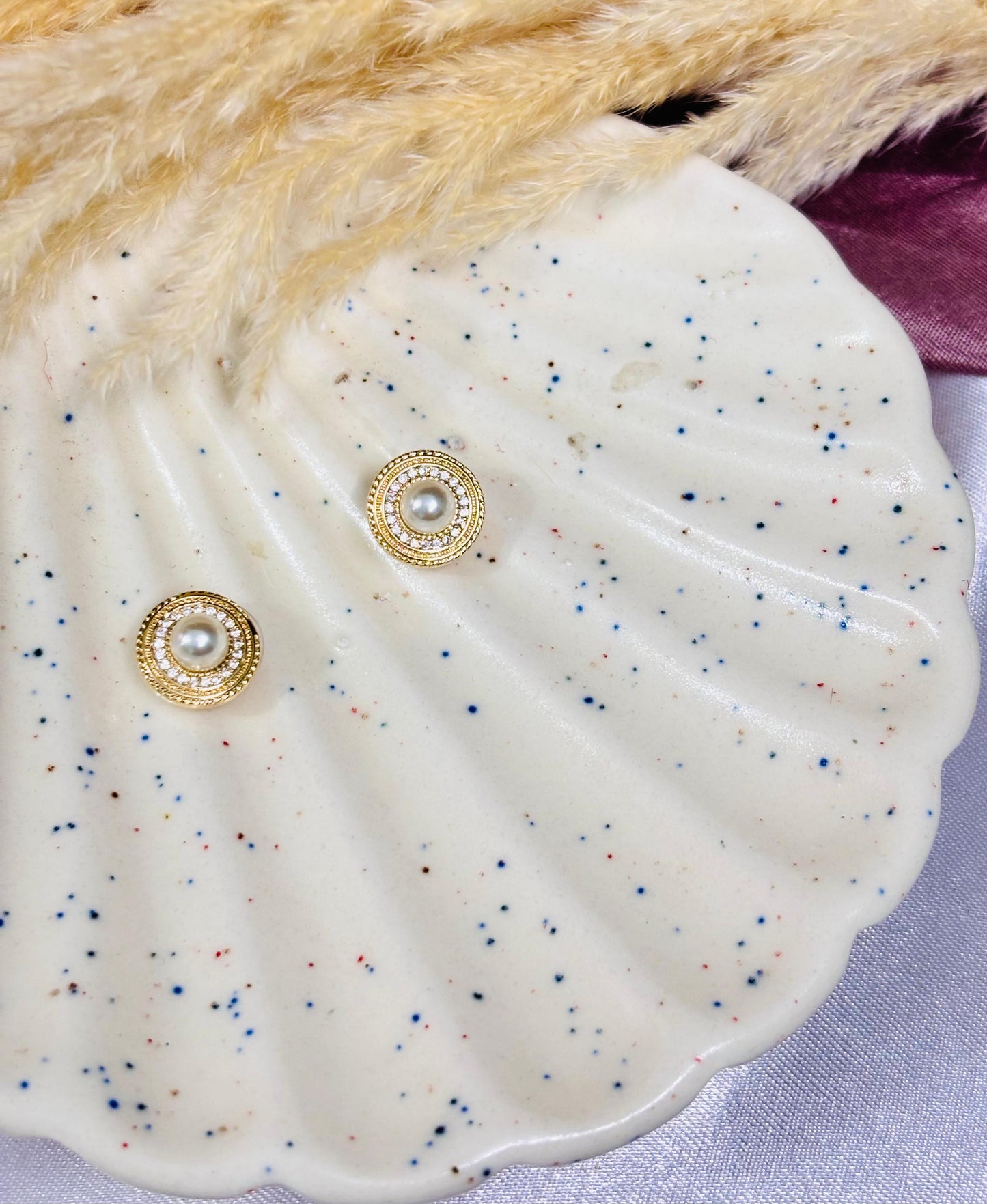 Pearl Radiance 18K Gold-Plated Mini Earrings with Diamond Accents