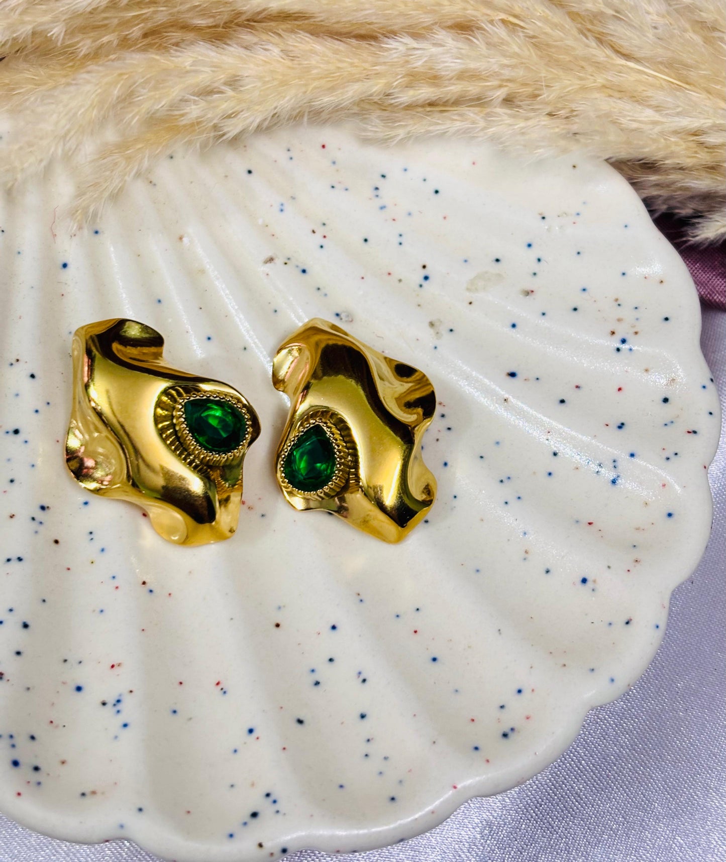 Emerald Leaf Elegance Studs