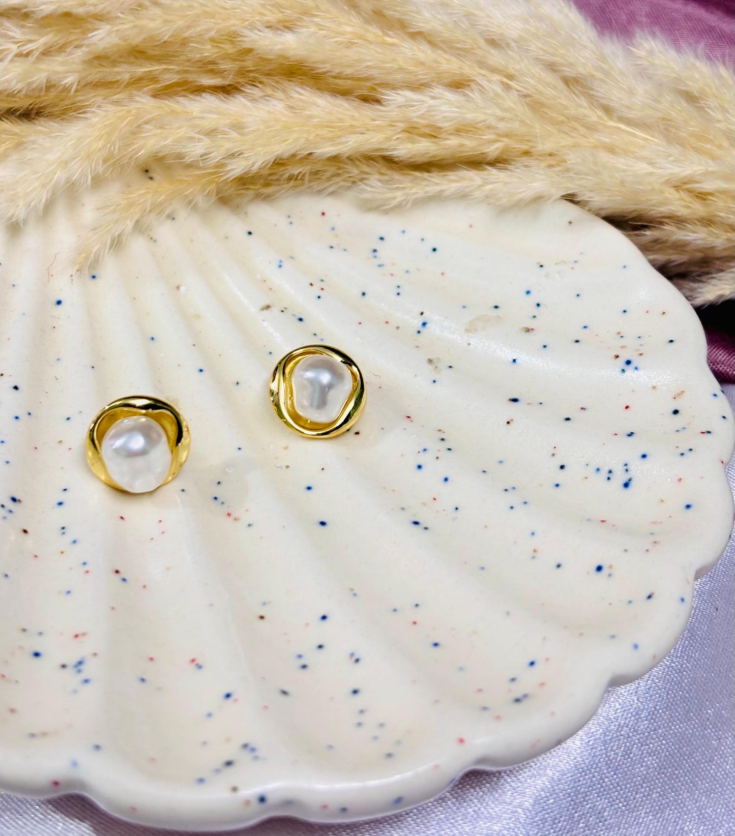 Elegant Gold Pearl Accent Earrings