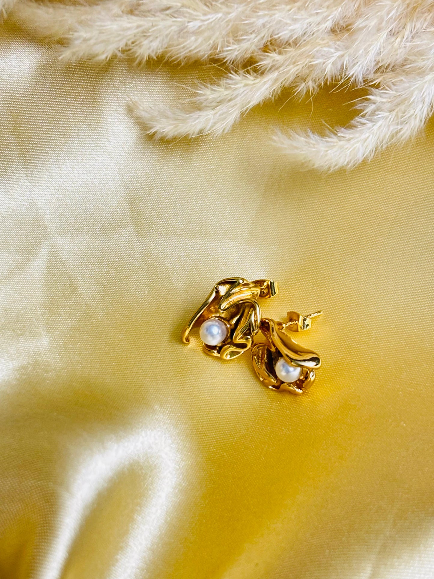 Regal Pearl Embrace Gold Earrings