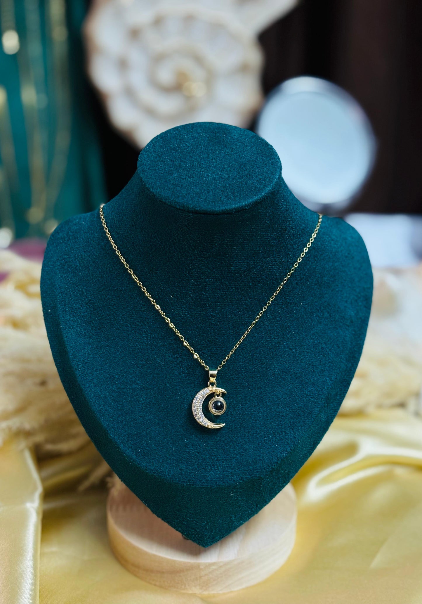 Lunar Elegance Stone Pendant Chain