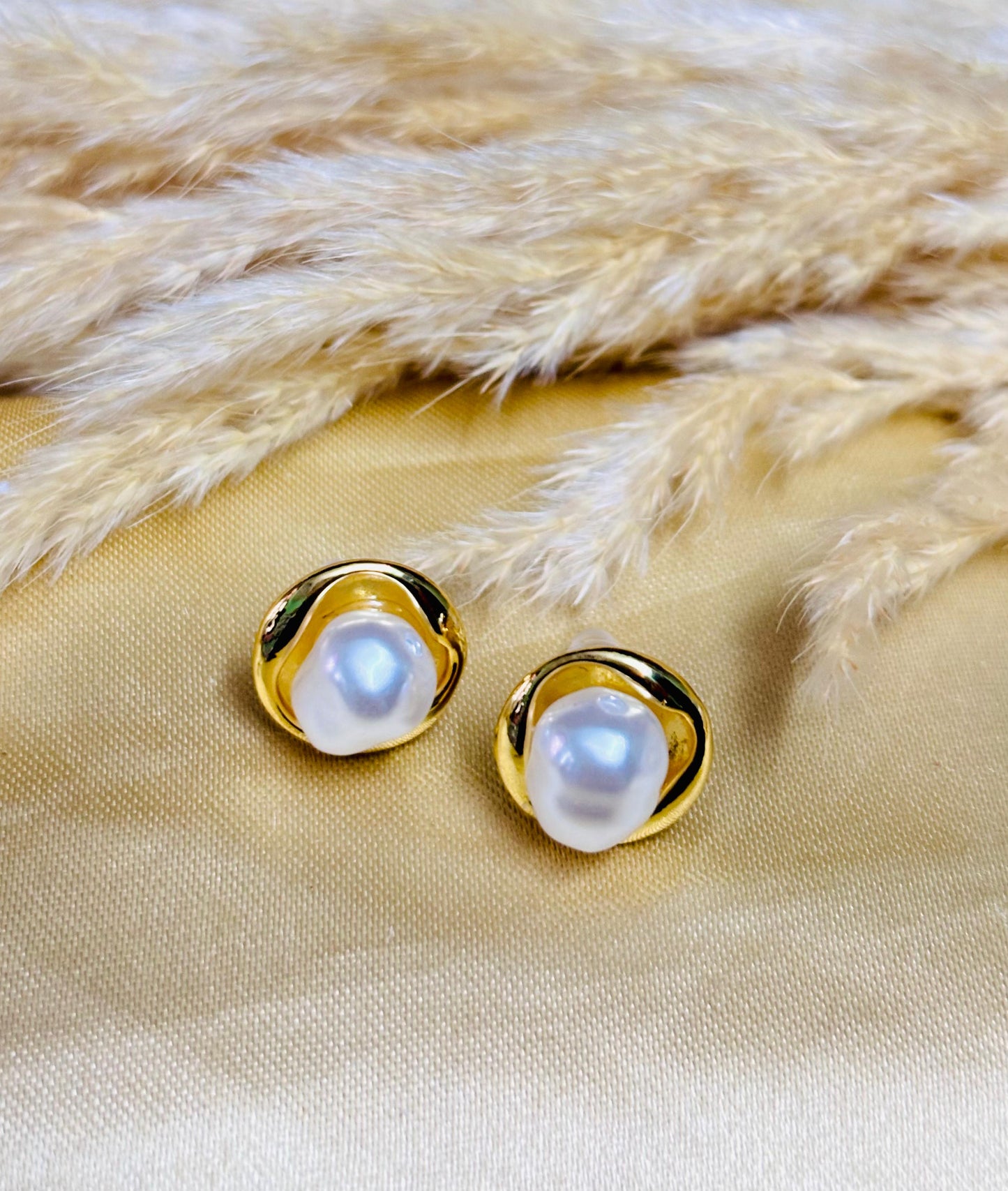 Elegant Gold Pearl Accent Earrings