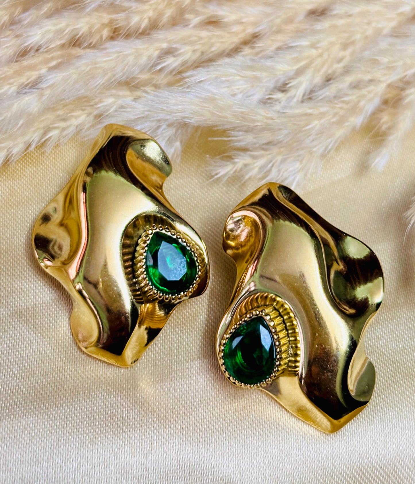 Emerald Leaf Elegance Studs