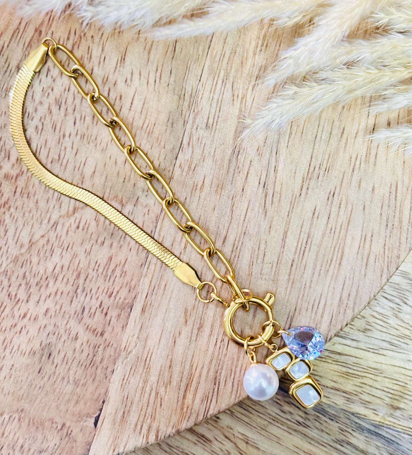 Adjustable Elegance Duo chain Pearl Bracelet