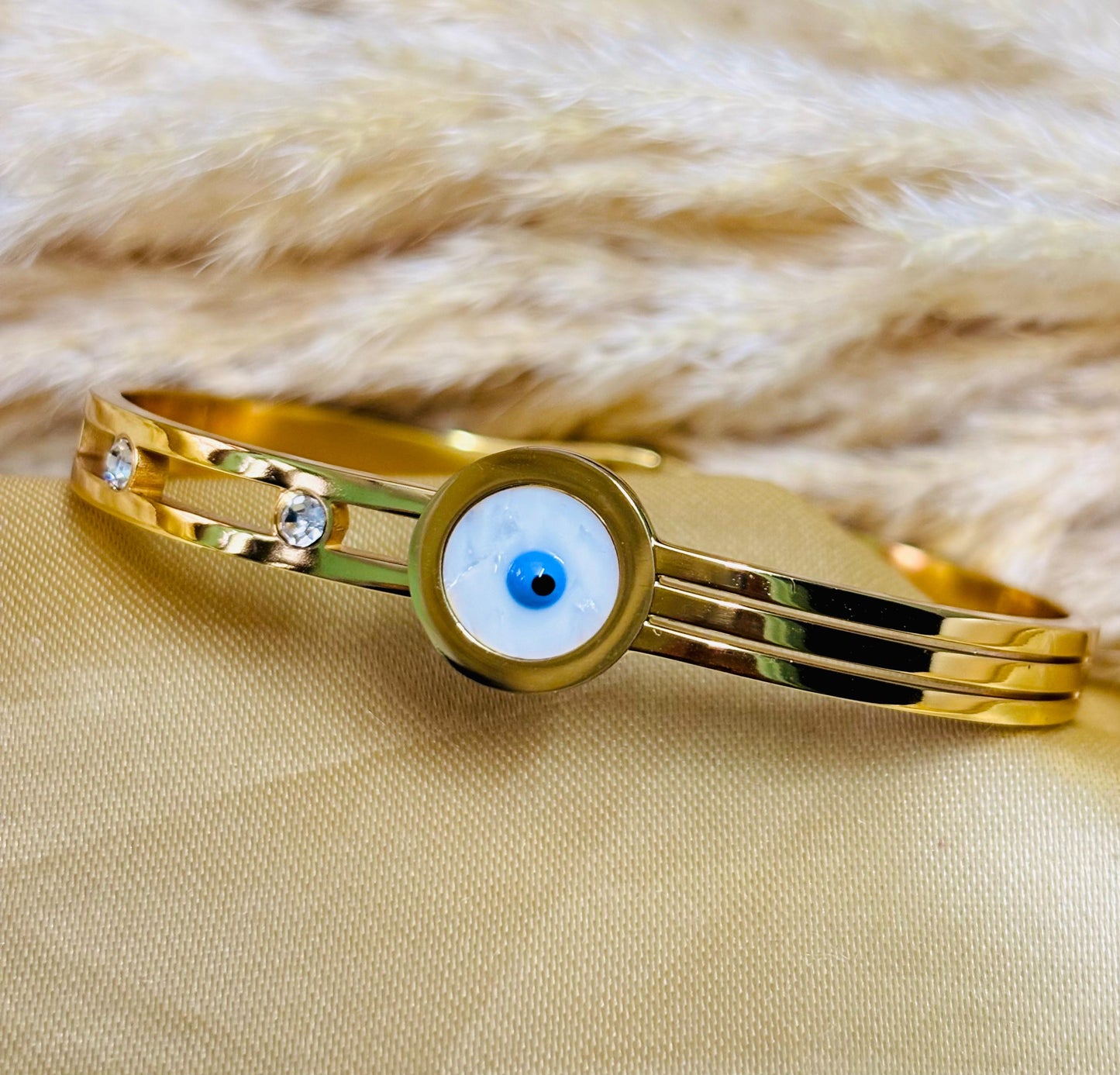 Evil Eye Elegance Stone-Studded Bangle
