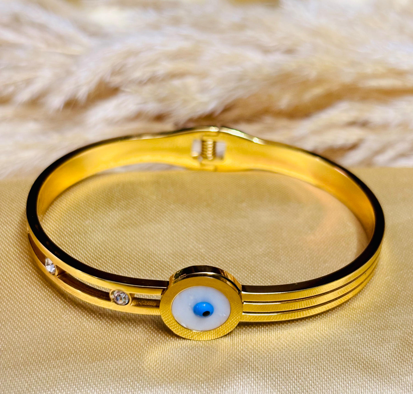 Evil Eye Elegance Stone-Studded Bangle