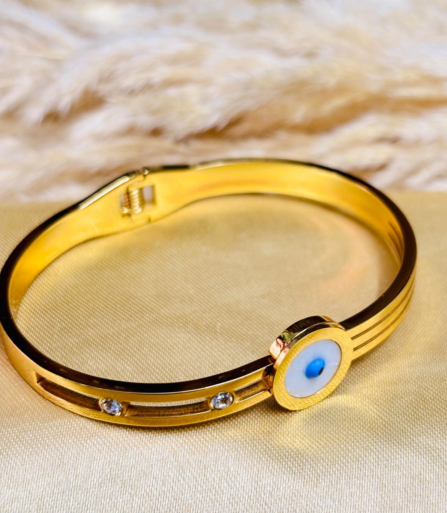 Evil Eye Elegance Stone-Studded Bangle